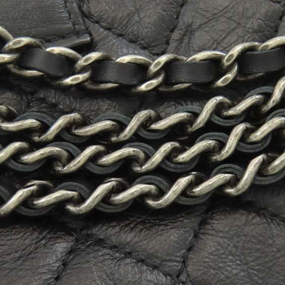 CHANEL Black Lambskin Leather Shoulder Bag